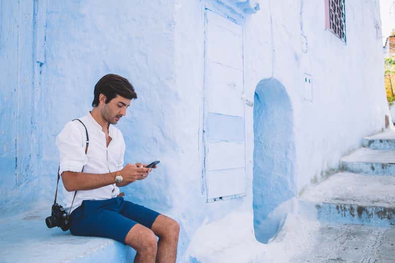 Conversando no povoado azul de Chefchaouen